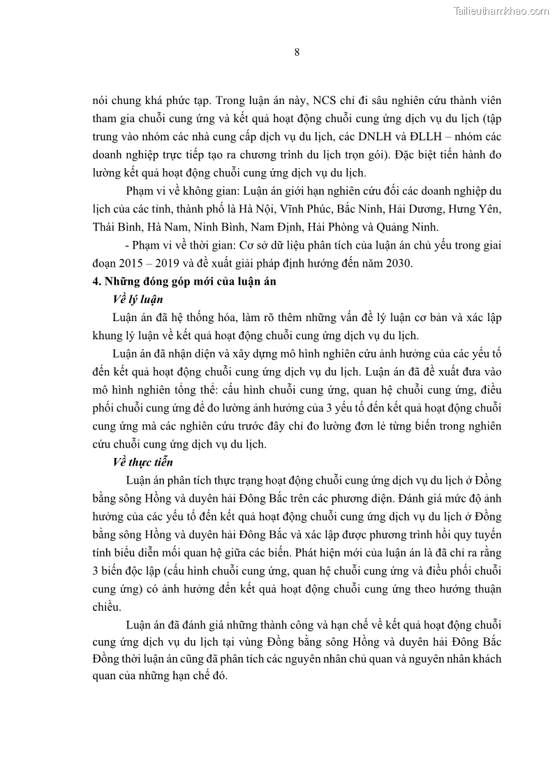 Luận án tiến sĩ Nghiên cứu chuỗi cung ứng dịch vụ du lịch tại vùng Đồng bằng sông Hồng và Duyên hải Đông Bắc Việt Nam - 2 Trang 18