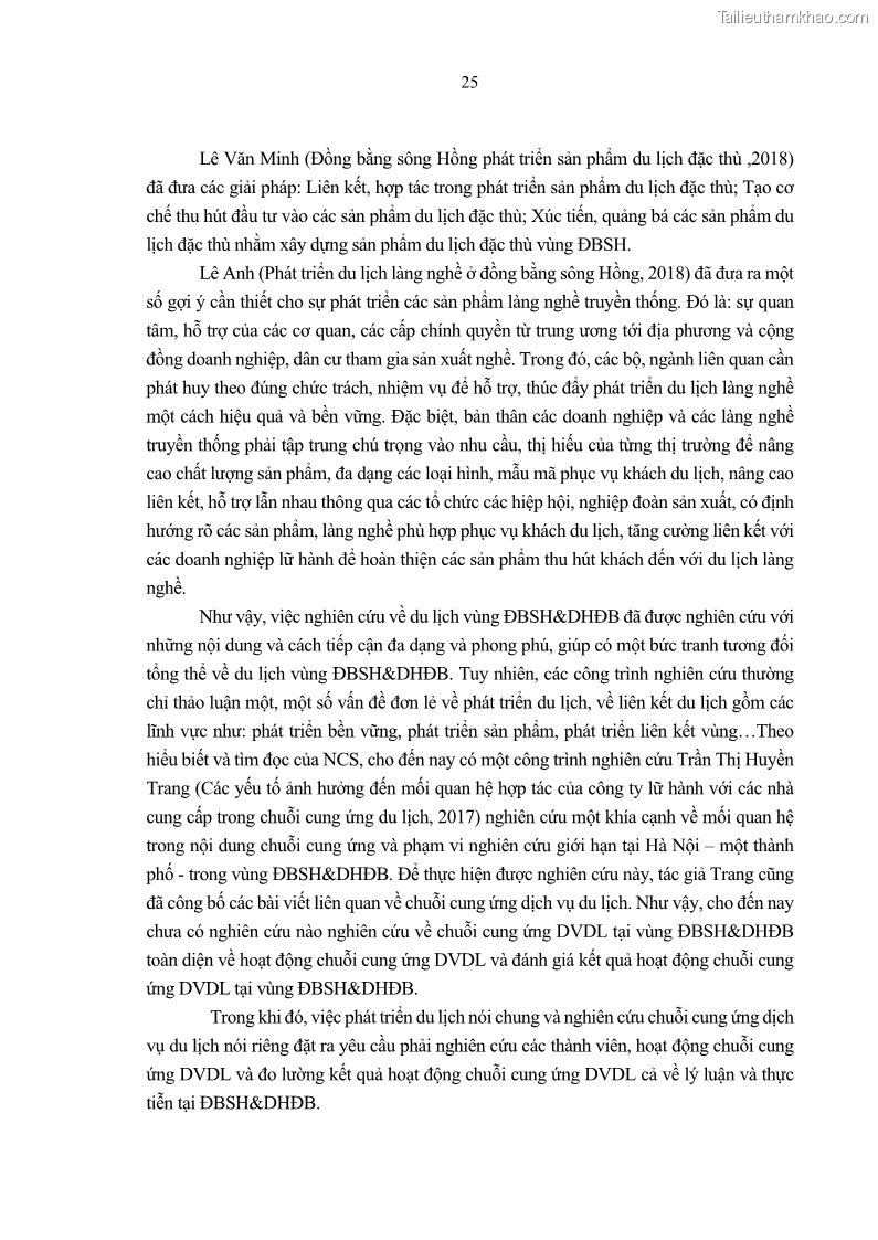 Luận án tiến sĩ Nghiên cứu chuỗi cung ứng dịch vụ du lịch tại vùng Đồng bằng sông Hồng và Duyên hải Đông Bắc Việt Nam - 3 Trang 35