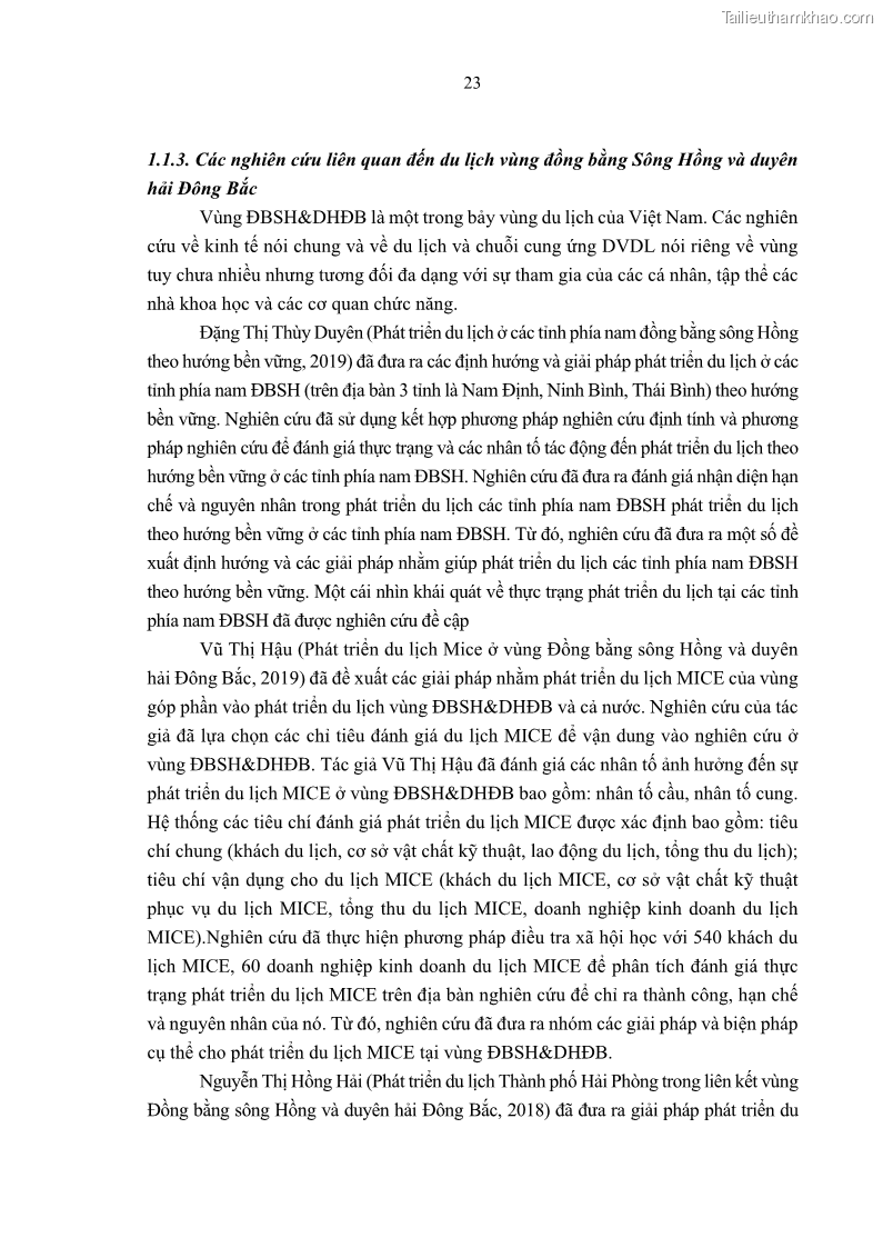 Luận án tiến sĩ Nghiên cứu chuỗi cung ứng dịch vụ du lịch tại vùng Đồng bằng sông Hồng và Duyên hải Đông Bắc Việt Nam - 3 Trang 33