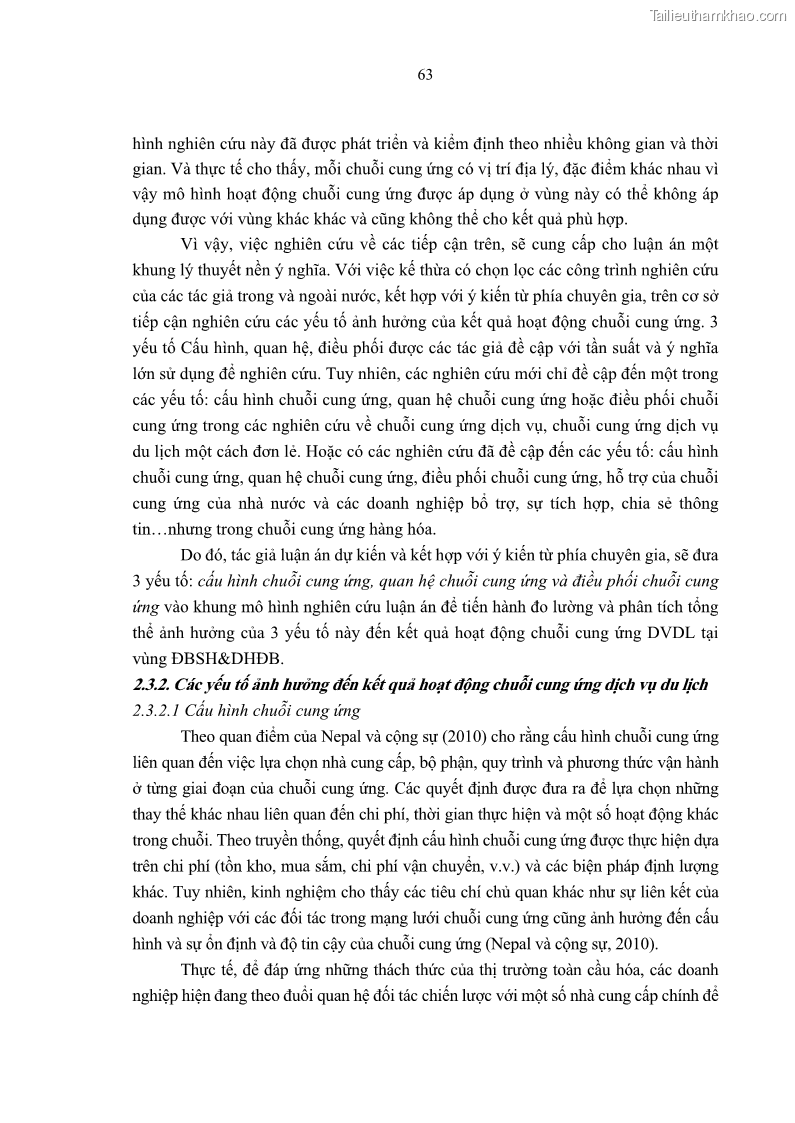 Luận án tiến sĩ Nghiên cứu chuỗi cung ứng dịch vụ du lịch tại vùng Đồng bằng sông Hồng và Duyên hải Đông Bắc Việt Nam - 7 Trang 73