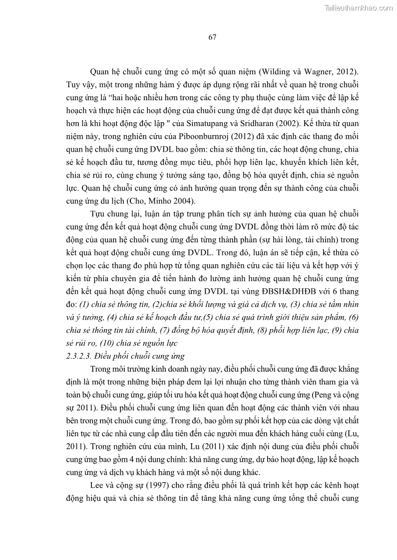 Luận án tiến sĩ Nghiên cứu chuỗi cung ứng dịch vụ du lịch tại vùng Đồng bằng sông Hồng và Duyên hải Đông Bắc Việt Nam - 7 Trang 77