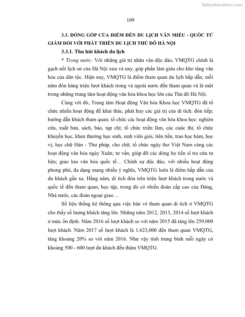 Luận án tiến sĩ văn hóa học Giá trị di sản văn hóa với phát triển du lịch ở Thủ đô Hà Nội hiện nay Qua nghiên cứu trường hợp Văn Miếu - Quốc Tử Giám - 10 Trang 116