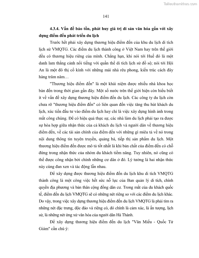 Luận án tiến sĩ văn hóa học Giá trị di sản văn hóa với phát triển du lịch ở Thủ đô Hà Nội hiện nay Qua nghiên cứu trường hợp Văn Miếu - Quốc Tử Giám - 13 Trang 148