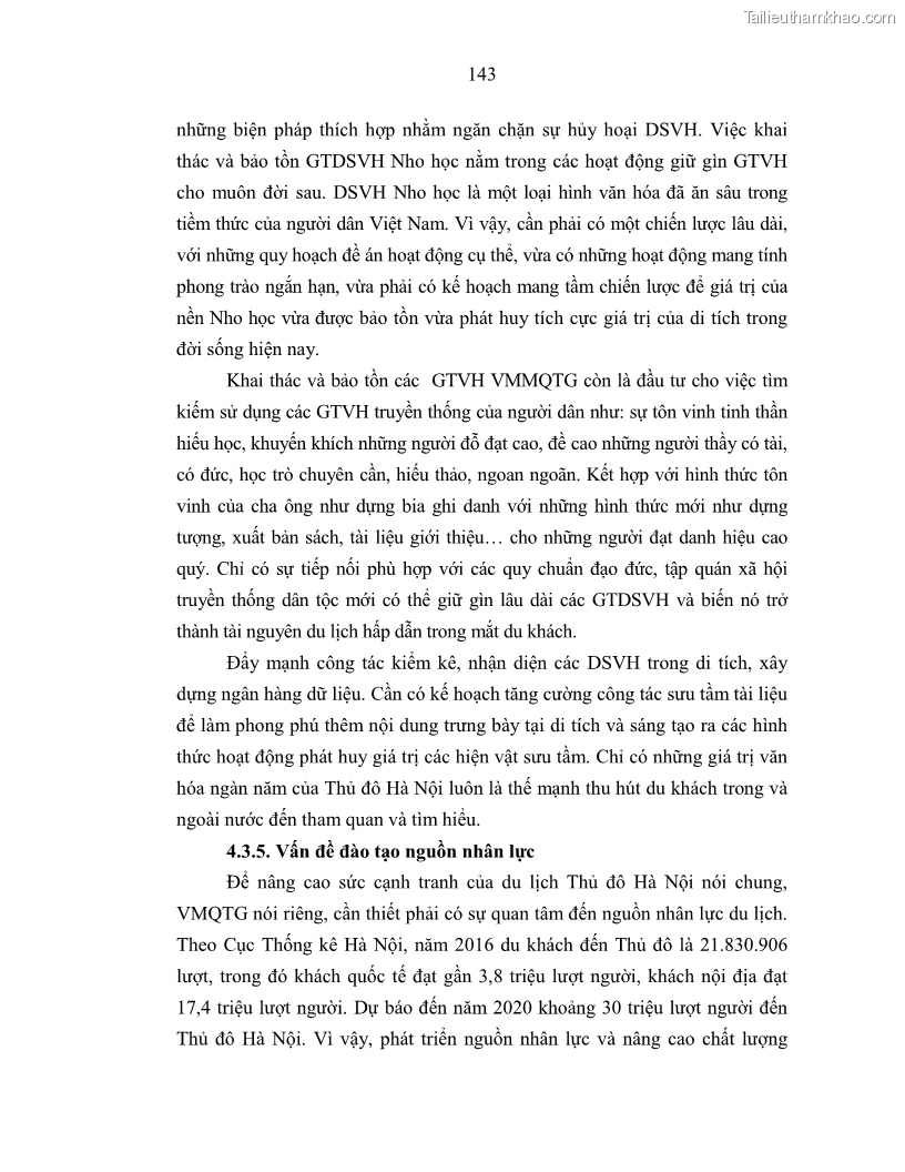 Luận án tiến sĩ văn hóa học Giá trị di sản văn hóa với phát triển du lịch ở Thủ đô Hà Nội hiện nay Qua nghiên cứu trường hợp Văn Miếu - Quốc Tử Giám - 13 Trang 150
