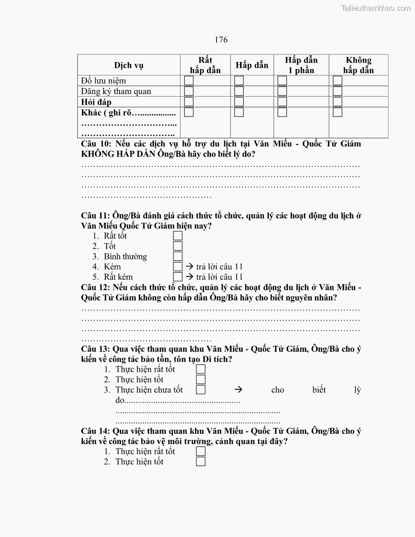 Luận án tiến sĩ văn hóa học Giá trị di sản văn hóa với phát triển du lịch ở Thủ đô Hà Nội hiện nay Qua nghiên cứu trường hợp Văn Miếu - Quốc Tử Giám - 16 Trang 182