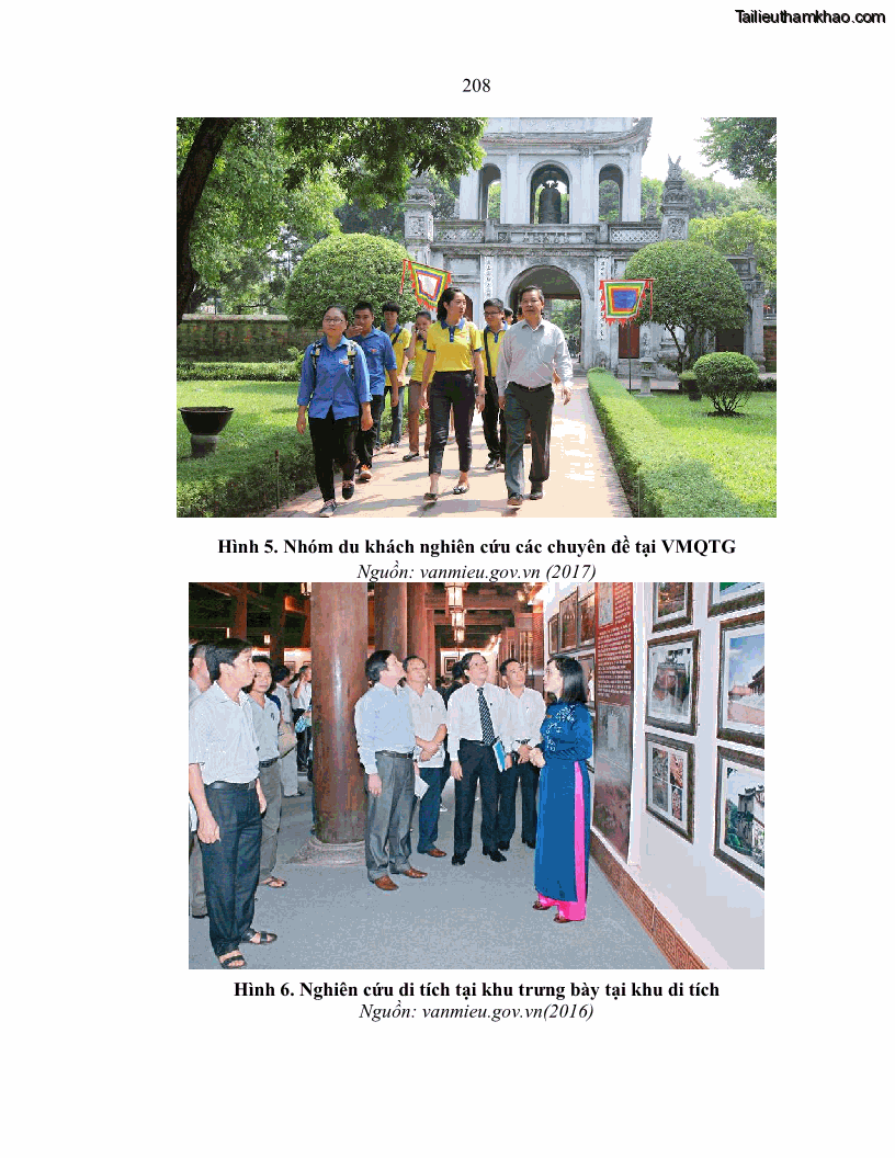 Luận án tiến sĩ văn hóa học Giá trị di sản văn hóa với phát triển du lịch ở Thủ đô Hà Nội hiện nay Qua nghiên cứu trường hợp Văn Miếu - Quốc Tử Giám - 18 Trang 214