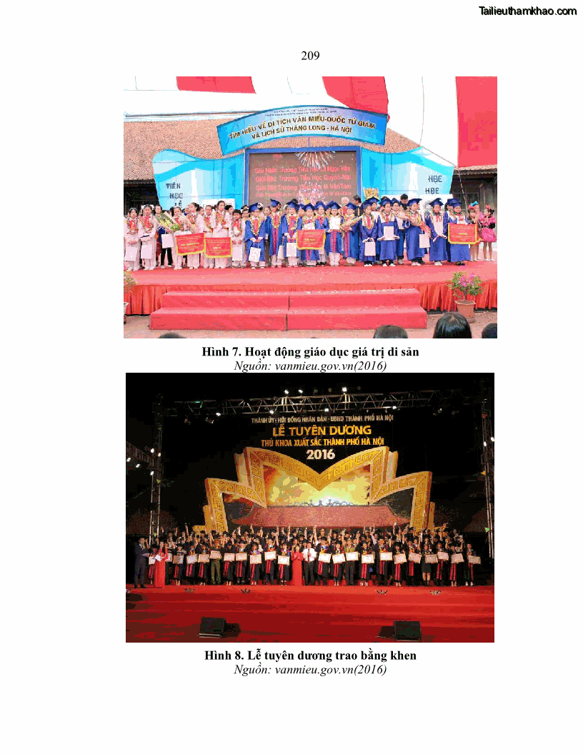 Luận án tiến sĩ văn hóa học Giá trị di sản văn hóa với phát triển du lịch ở Thủ đô Hà Nội hiện nay Qua nghiên cứu trường hợp Văn Miếu - Quốc Tử Giám - 18 Trang 215