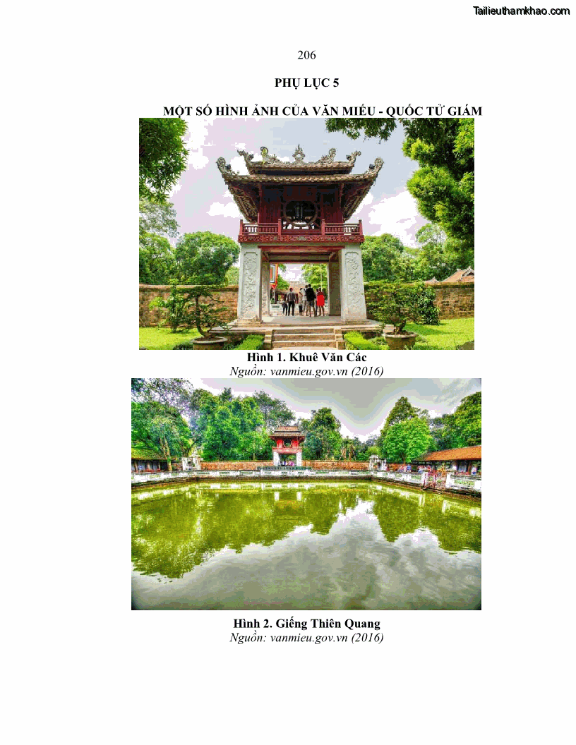 Luận án tiến sĩ văn hóa học Giá trị di sản văn hóa với phát triển du lịch ở Thủ đô Hà Nội hiện nay Qua nghiên cứu trường hợp Văn Miếu - Quốc Tử Giám - 18 Trang 212
