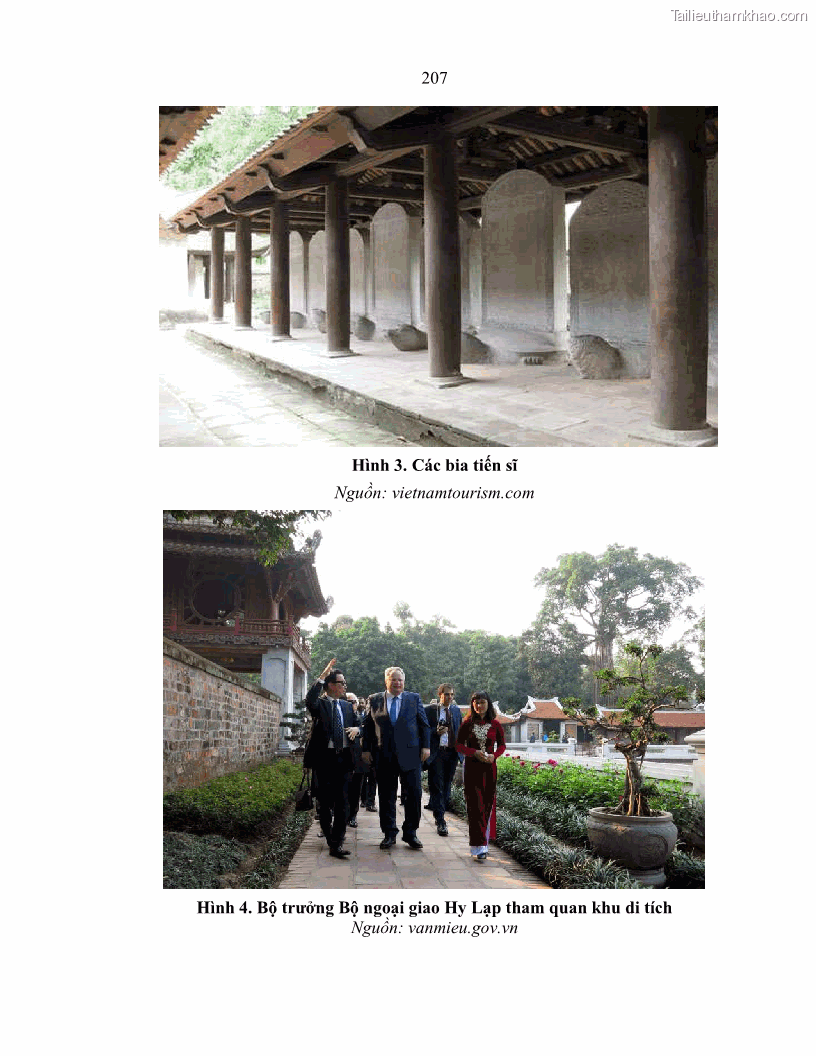 Luận án tiến sĩ văn hóa học Giá trị di sản văn hóa với phát triển du lịch ở Thủ đô Hà Nội hiện nay Qua nghiên cứu trường hợp Văn Miếu - Quốc Tử Giám - 18 Trang 213