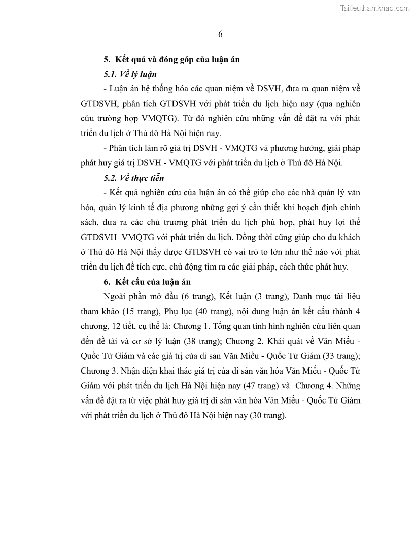 Luận án tiến sĩ văn hóa học Giá trị di sản văn hóa với phát triển du lịch ở Thủ đô Hà Nội hiện nay Qua nghiên cứu trường hợp Văn Miếu - Quốc Tử Giám - 2 Trang 13