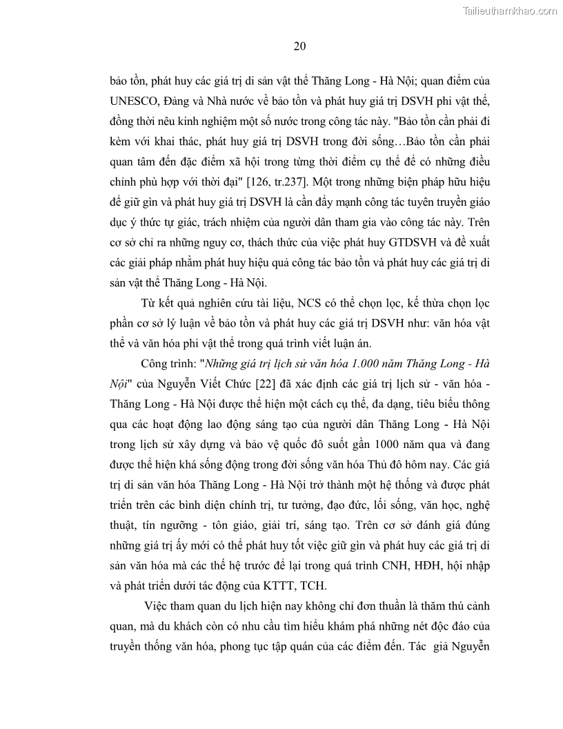 Luận án tiến sĩ văn hóa học Giá trị di sản văn hóa với phát triển du lịch ở Thủ đô Hà Nội hiện nay Qua nghiên cứu trường hợp Văn Miếu - Quốc Tử Giám - 3 Trang 27