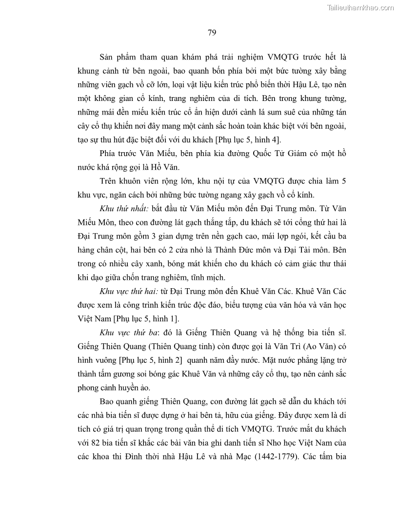 Luận án tiến sĩ văn hóa học Giá trị di sản văn hóa với phát triển du lịch ở Thủ đô Hà Nội hiện nay Qua nghiên cứu trường hợp Văn Miếu - Quốc Tử Giám - 8 Trang 86