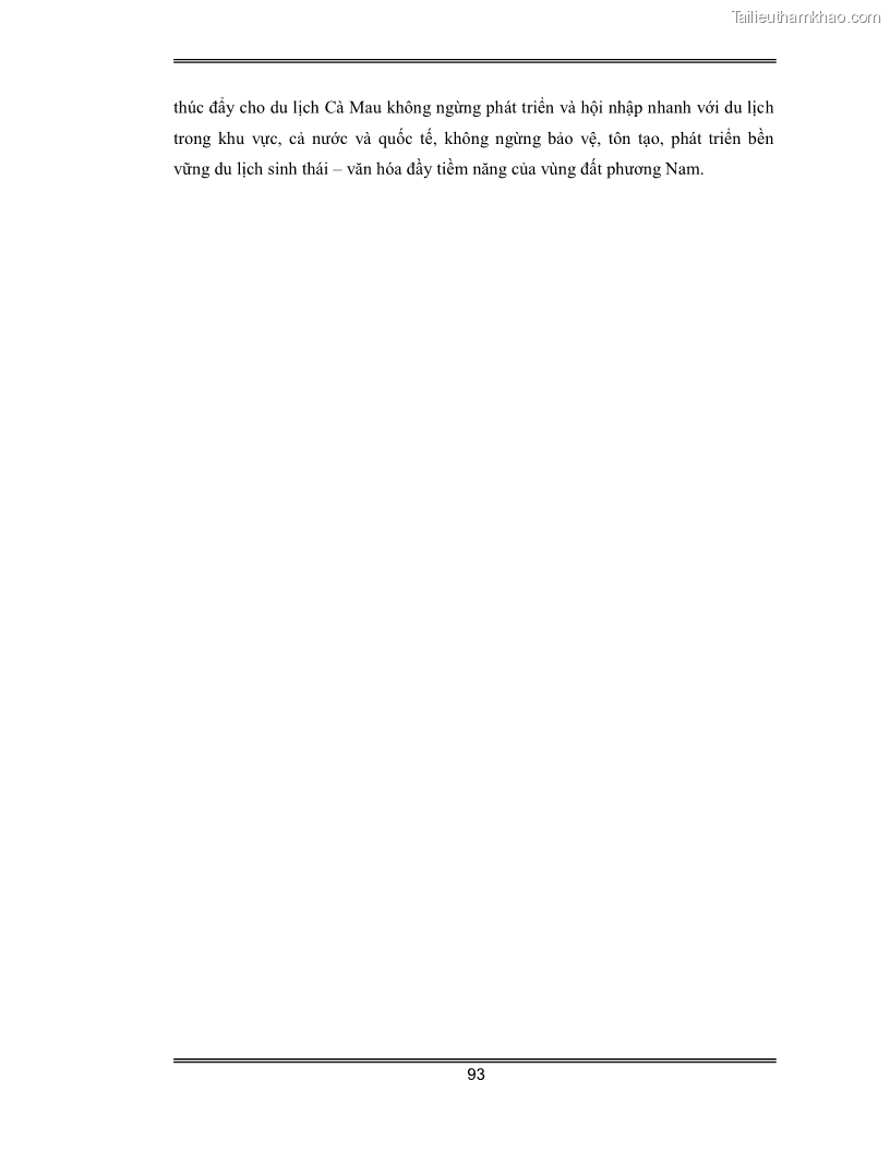 Luận văn Đánh giá thực trạng và định hướng phát triển du lịch tỉnh Cà Mau - 8 Trang 93