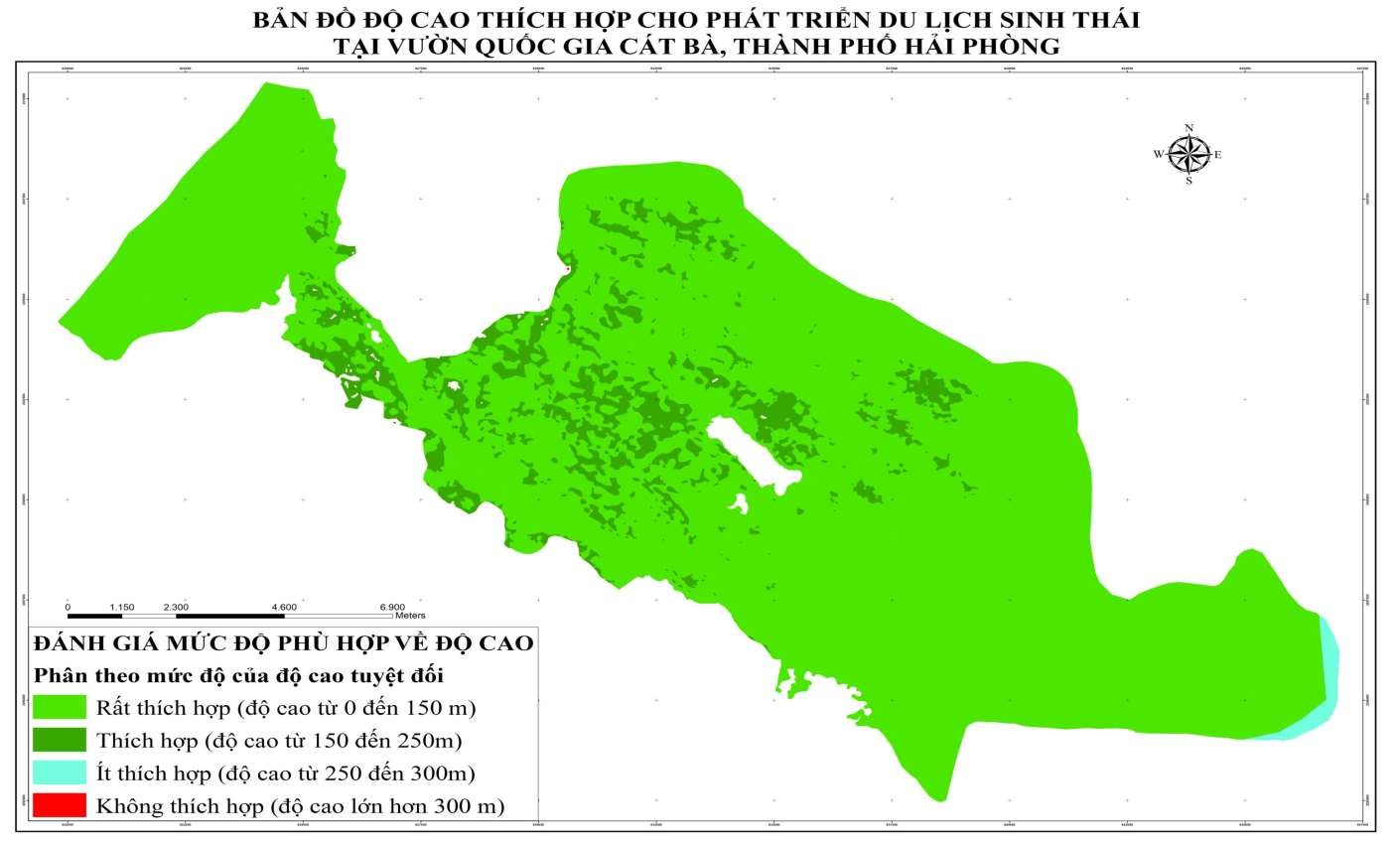 Hình 4 42 Bản đồ độ cao thích hợp cho phát triển DLST tại VQG Cát Bà 127 1