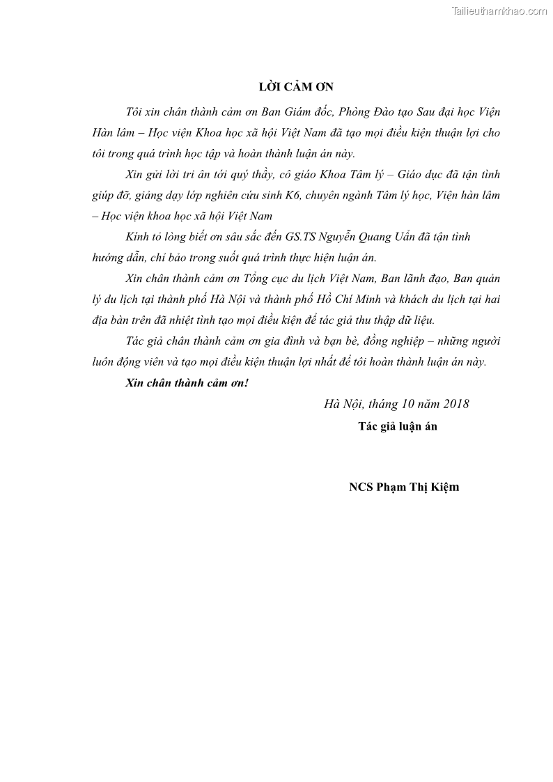 Luận án tiến sĩ tâm lý học Hành vi tiêu dùng của khách du lịch trong nước - 1 Trang 3