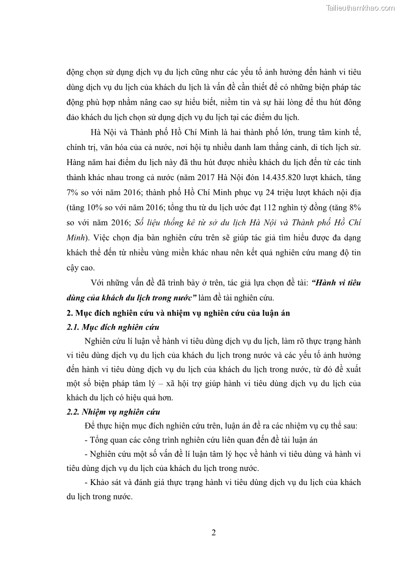 Luận án tiến sĩ tâm lý học Hành vi tiêu dùng của khách du lịch trong nước - 1 Trang 9