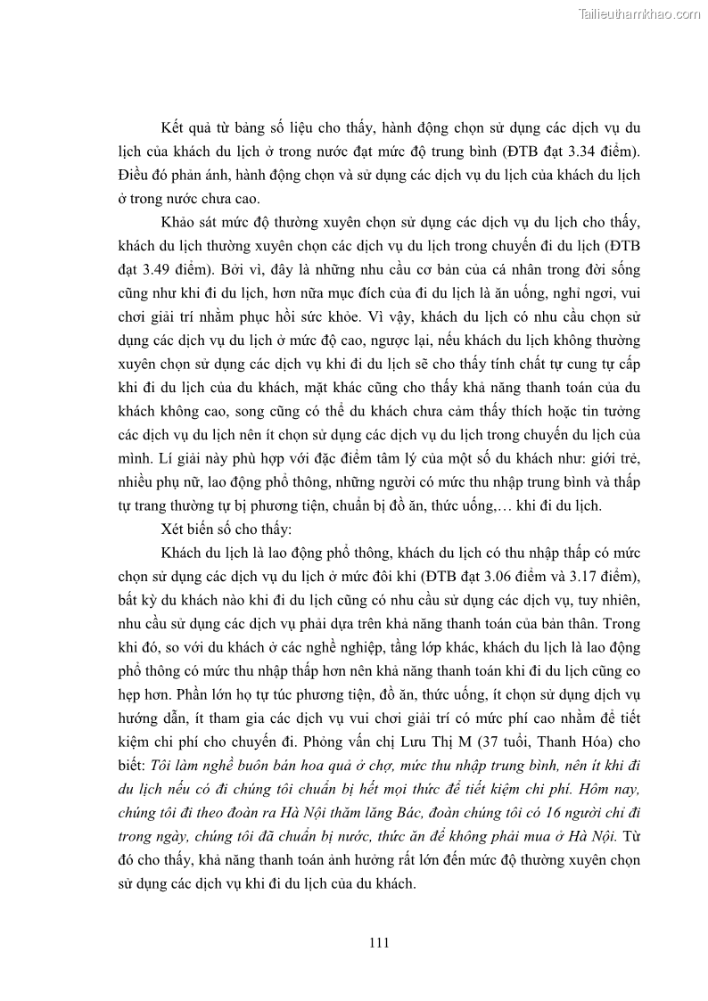 Luận án tiến sĩ tâm lý học Hành vi tiêu dùng của khách du lịch trong nước - 10 Trang 118