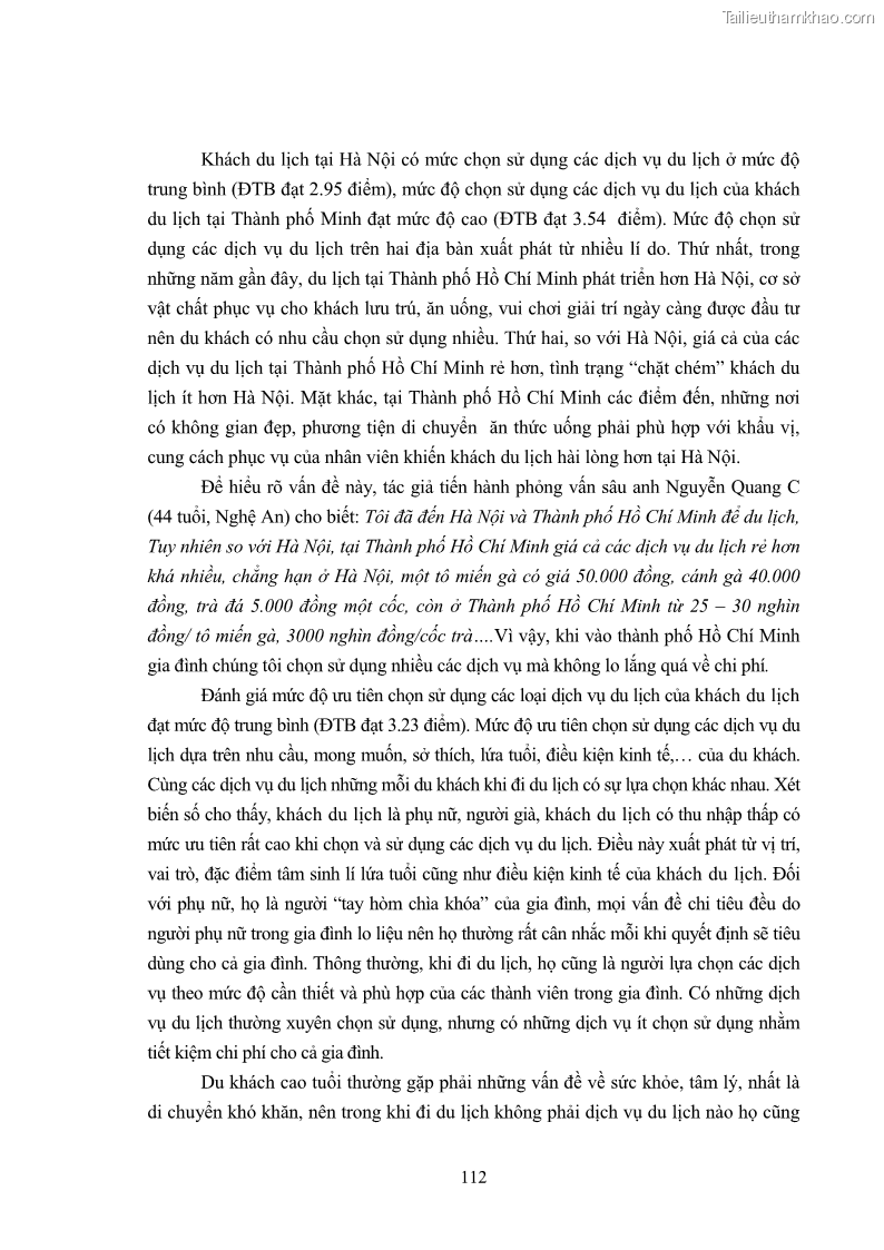 Luận án tiến sĩ tâm lý học Hành vi tiêu dùng của khách du lịch trong nước - 10 Trang 119