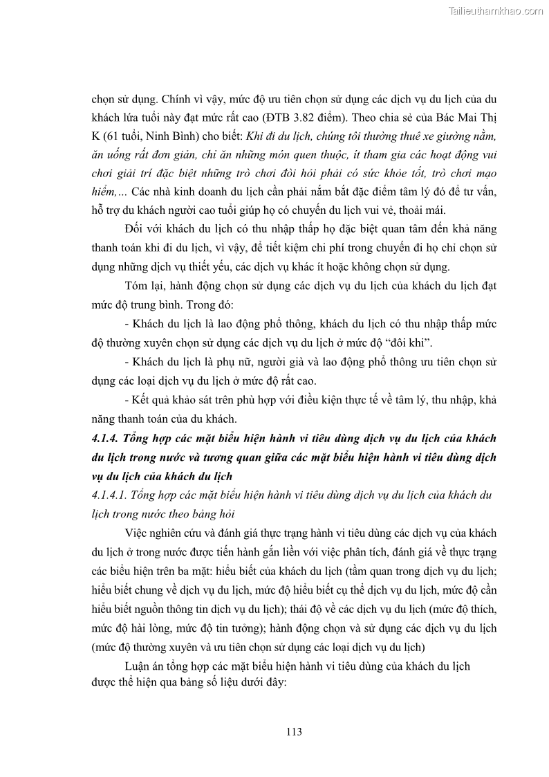 Luận án tiến sĩ tâm lý học Hành vi tiêu dùng của khách du lịch trong nước - 10 Trang 120