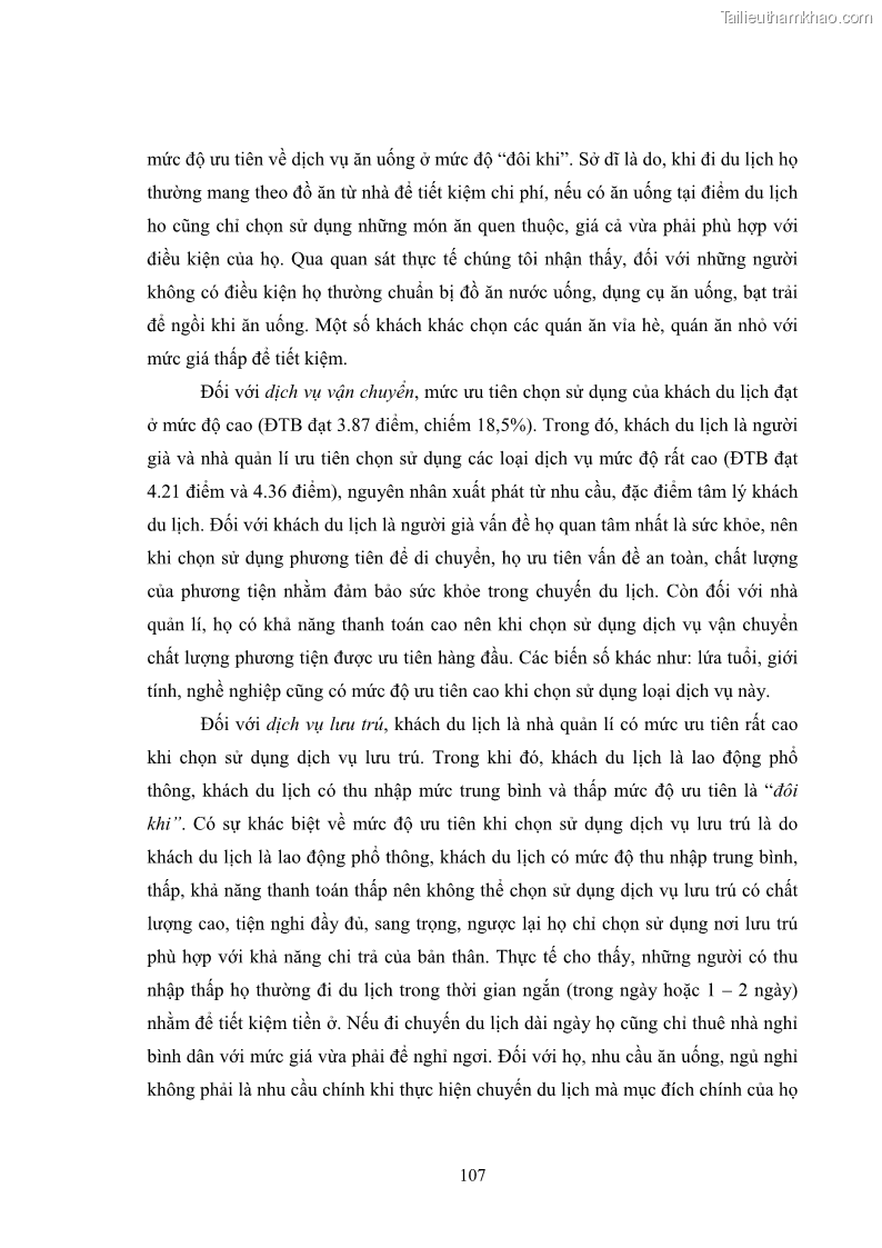Luận án tiến sĩ tâm lý học Hành vi tiêu dùng của khách du lịch trong nước - 10 Trang 114