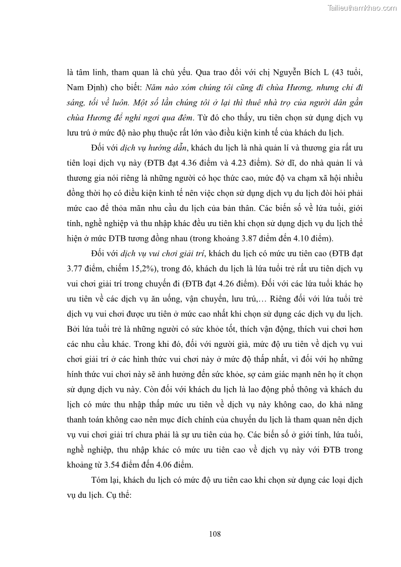 Luận án tiến sĩ tâm lý học Hành vi tiêu dùng của khách du lịch trong nước - 10 Trang 115