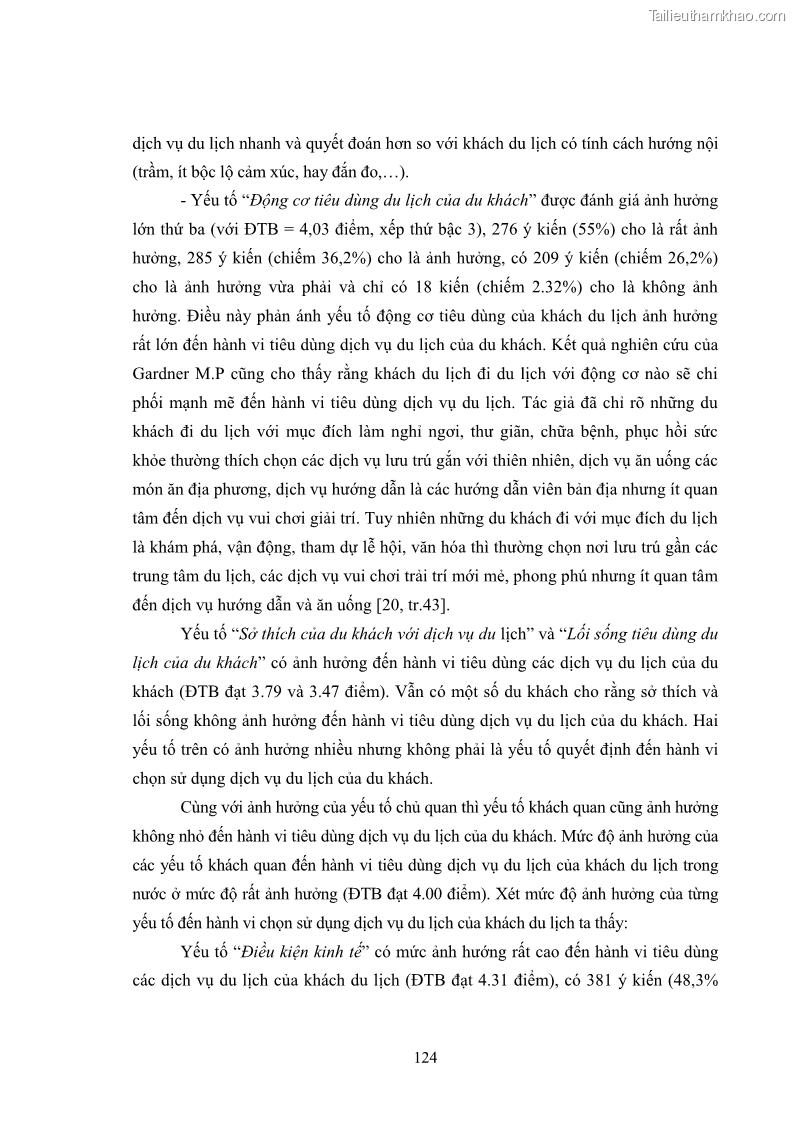 Luận án tiến sĩ tâm lý học Hành vi tiêu dùng của khách du lịch trong nước - 11 Trang 131