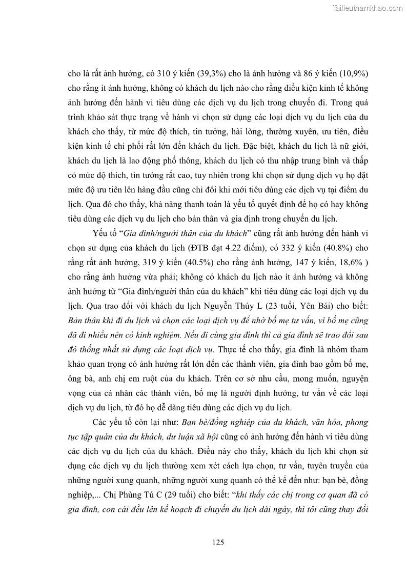 Luận án tiến sĩ tâm lý học Hành vi tiêu dùng của khách du lịch trong nước - 11 Trang 132