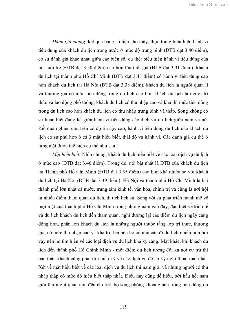 Luận án tiến sĩ tâm lý học Hành vi tiêu dùng của khách du lịch trong nước - 11 Trang 122