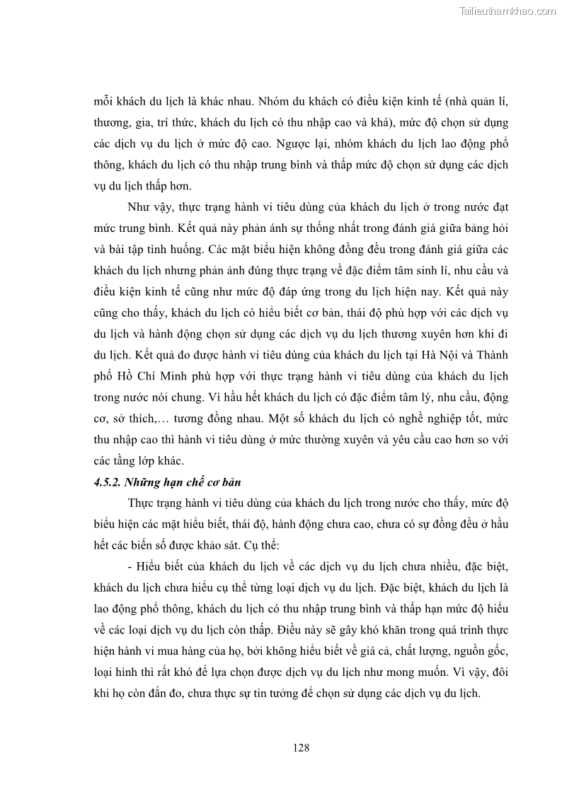 Luận án tiến sĩ tâm lý học Hành vi tiêu dùng của khách du lịch trong nước - 12 Trang 135