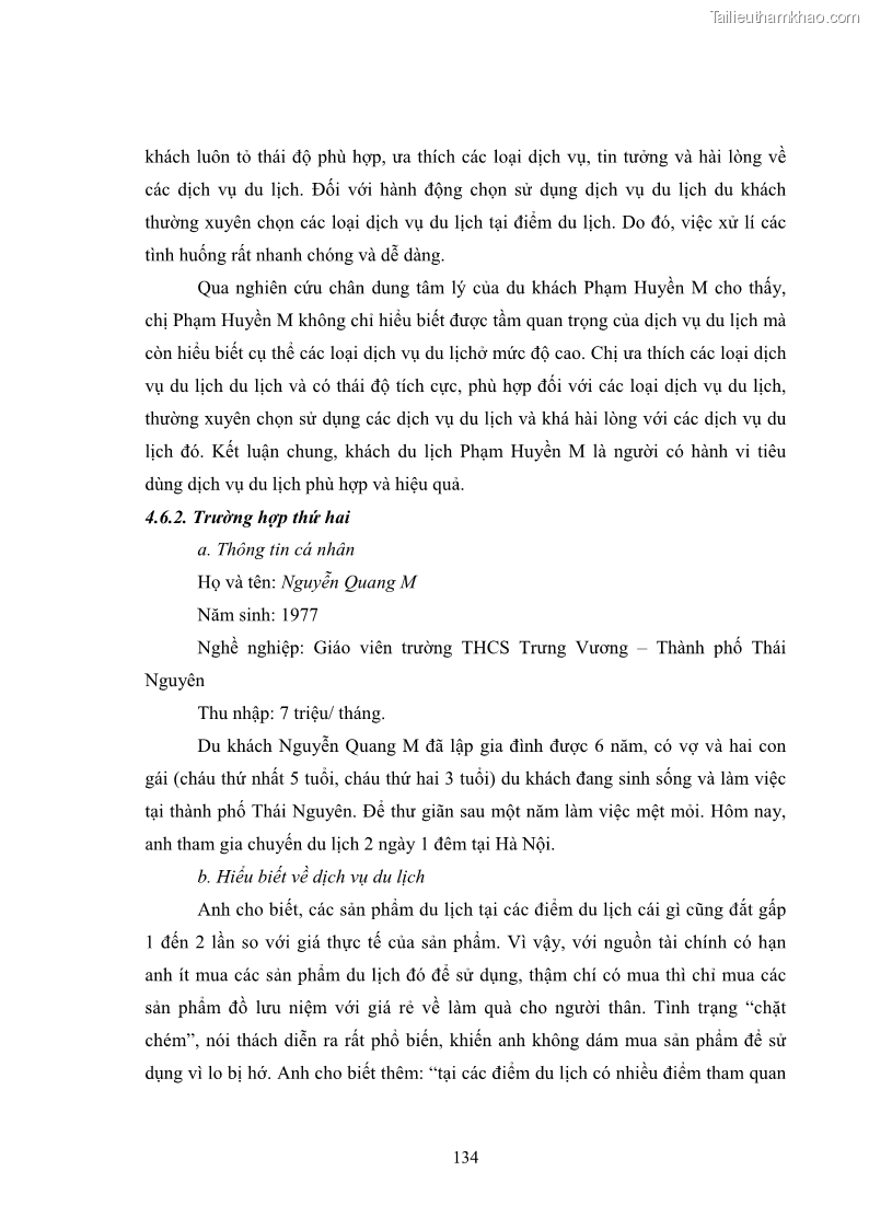 Luận án tiến sĩ tâm lý học Hành vi tiêu dùng của khách du lịch trong nước - 12 Trang 141