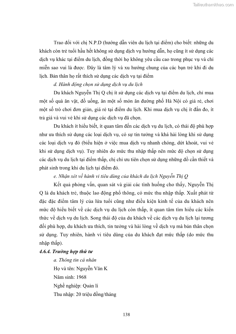 Luận án tiến sĩ tâm lý học Hành vi tiêu dùng của khách du lịch trong nước - 13 Trang 145
