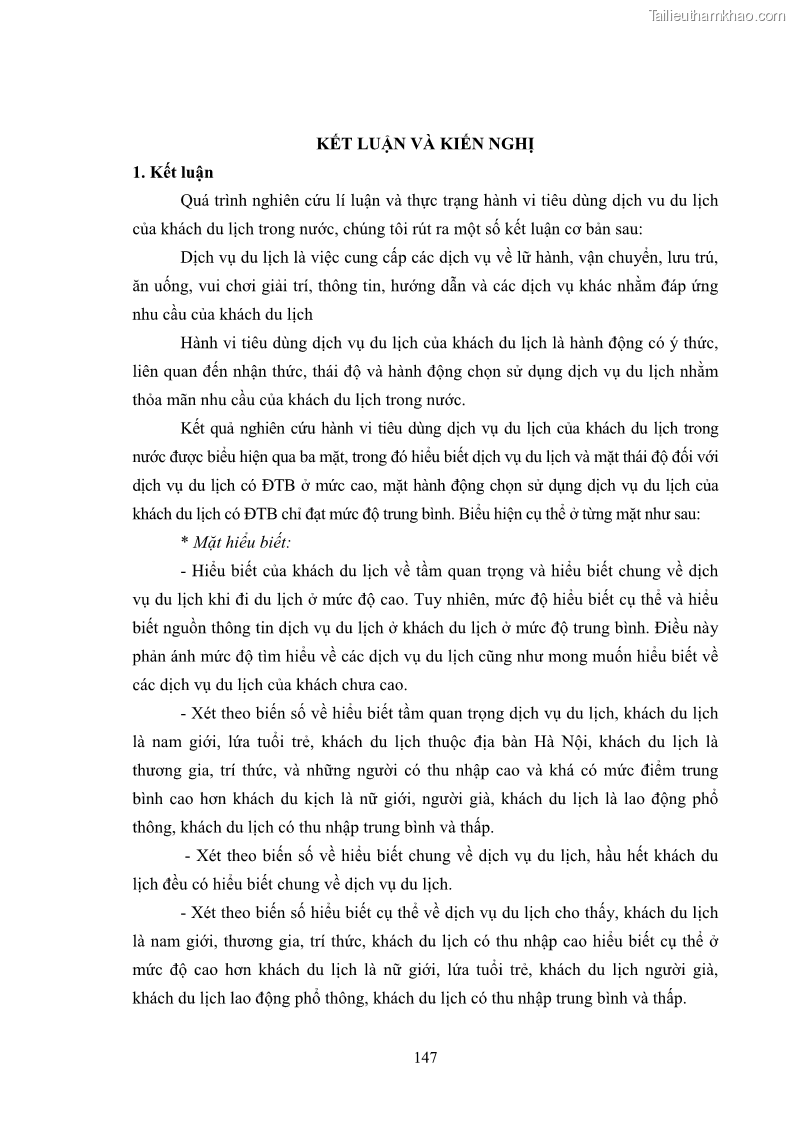 Luận án tiến sĩ tâm lý học Hành vi tiêu dùng của khách du lịch trong nước - 13 Trang 154