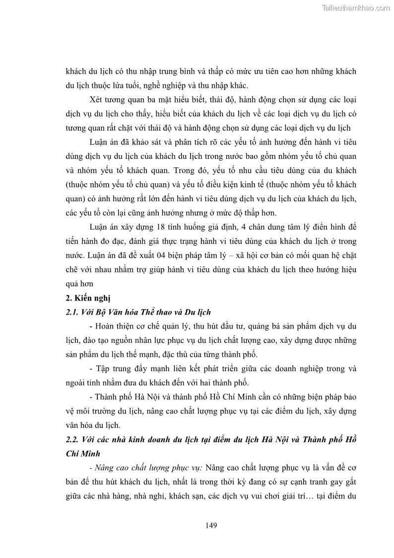 Luận án tiến sĩ tâm lý học Hành vi tiêu dùng của khách du lịch trong nước - 13 Trang 156