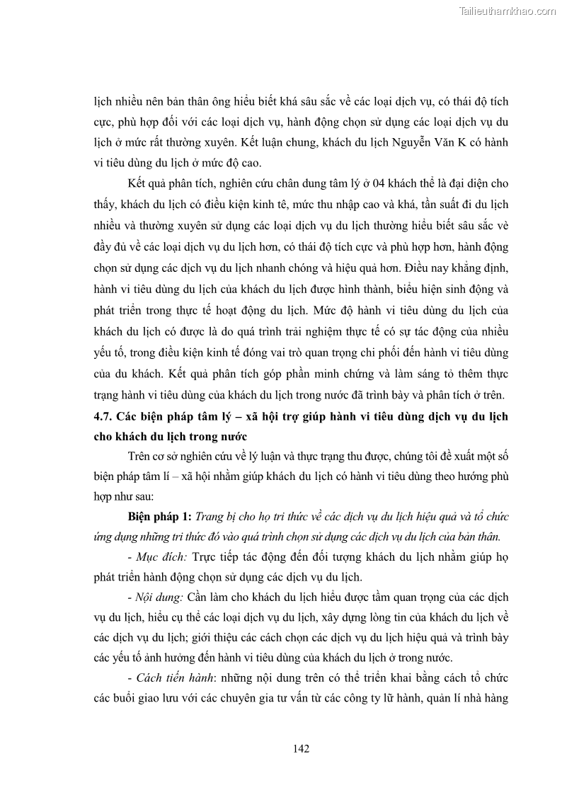Luận án tiến sĩ tâm lý học Hành vi tiêu dùng của khách du lịch trong nước - 13 Trang 149