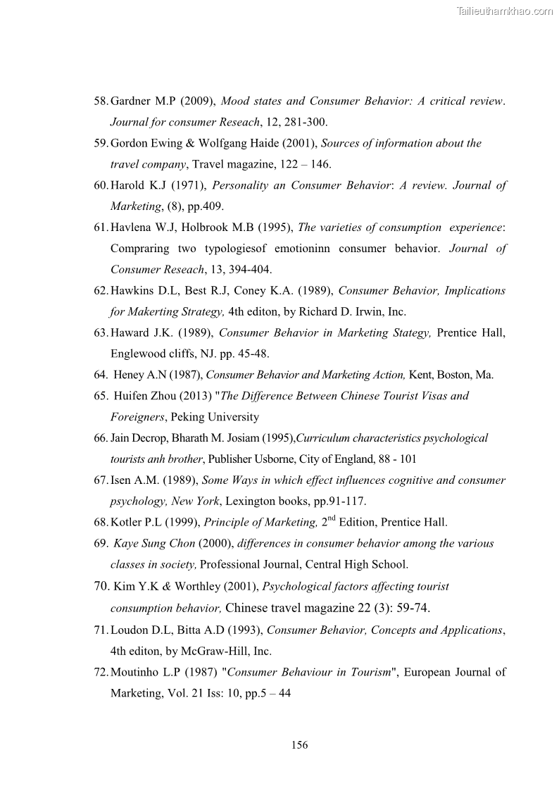 Luận án tiến sĩ tâm lý học Hành vi tiêu dùng của khách du lịch trong nước - 14 Trang 163