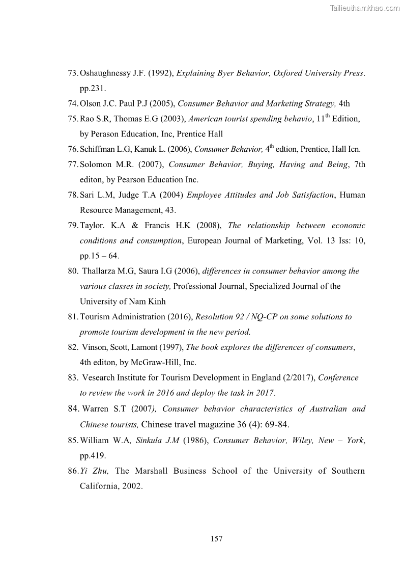 Luận án tiến sĩ tâm lý học Hành vi tiêu dùng của khách du lịch trong nước - 14 Trang 164