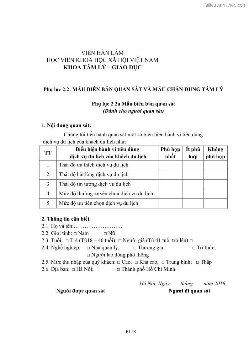 Luận án tiến sĩ tâm lý học Hành vi tiêu dùng của khách du lịch trong nước - 16 Trang 183