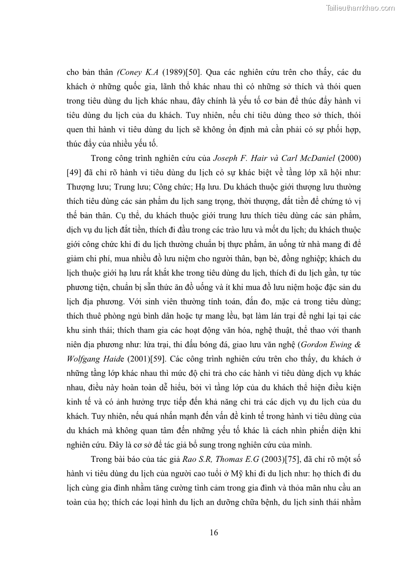 Luận án tiến sĩ tâm lý học Hành vi tiêu dùng của khách du lịch trong nước - 2 Trang 23