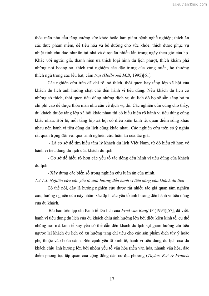 Luận án tiến sĩ tâm lý học Hành vi tiêu dùng của khách du lịch trong nước - 2 Trang 24