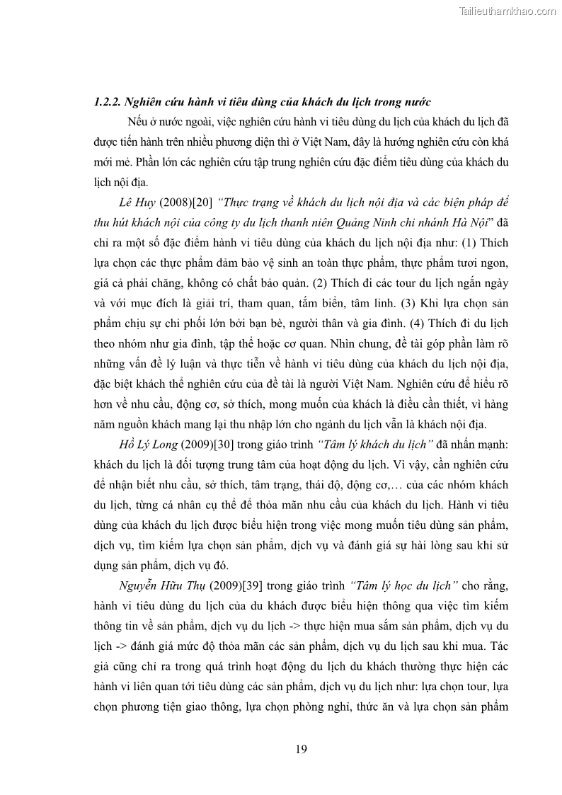 Luận án tiến sĩ tâm lý học Hành vi tiêu dùng của khách du lịch trong nước - 3 Trang 26