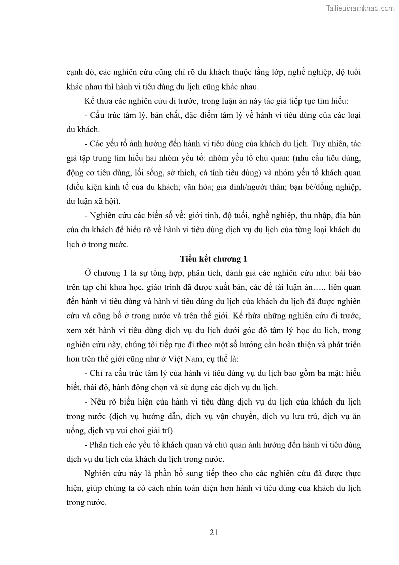 Luận án tiến sĩ tâm lý học Hành vi tiêu dùng của khách du lịch trong nước - 3 Trang 28