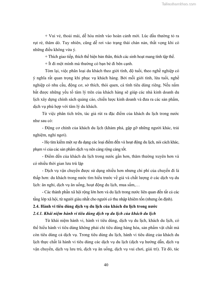 Luận án tiến sĩ tâm lý học Hành vi tiêu dùng của khách du lịch trong nước - 4 Trang 47