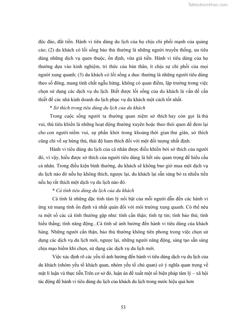 Luận án tiến sĩ tâm lý học Hành vi tiêu dùng của khách du lịch trong nước - 5 Trang 60