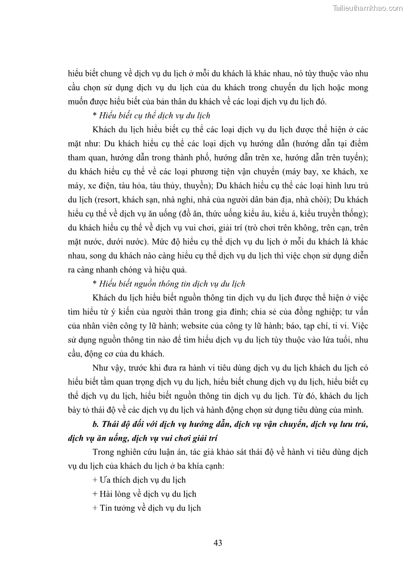 Luận án tiến sĩ tâm lý học Hành vi tiêu dùng của khách du lịch trong nước - 5 Trang 50
