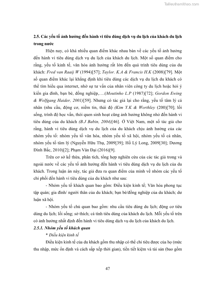 Luận án tiến sĩ tâm lý học Hành vi tiêu dùng của khách du lịch trong nước - 5 Trang 54