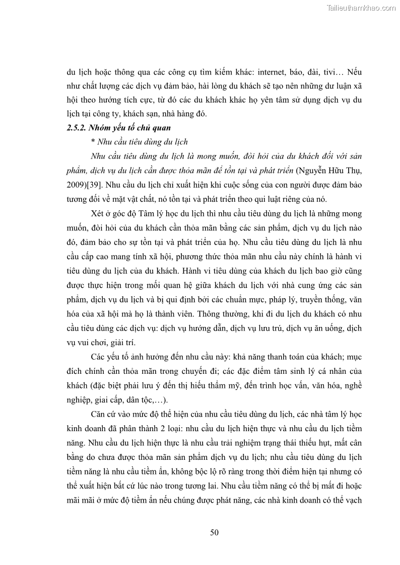 Luận án tiến sĩ tâm lý học Hành vi tiêu dùng của khách du lịch trong nước - 5 Trang 57