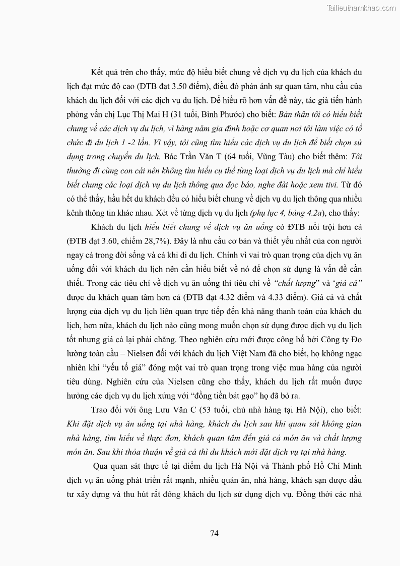 Luận án tiến sĩ tâm lý học Hành vi tiêu dùng của khách du lịch trong nước - 7 Trang 81