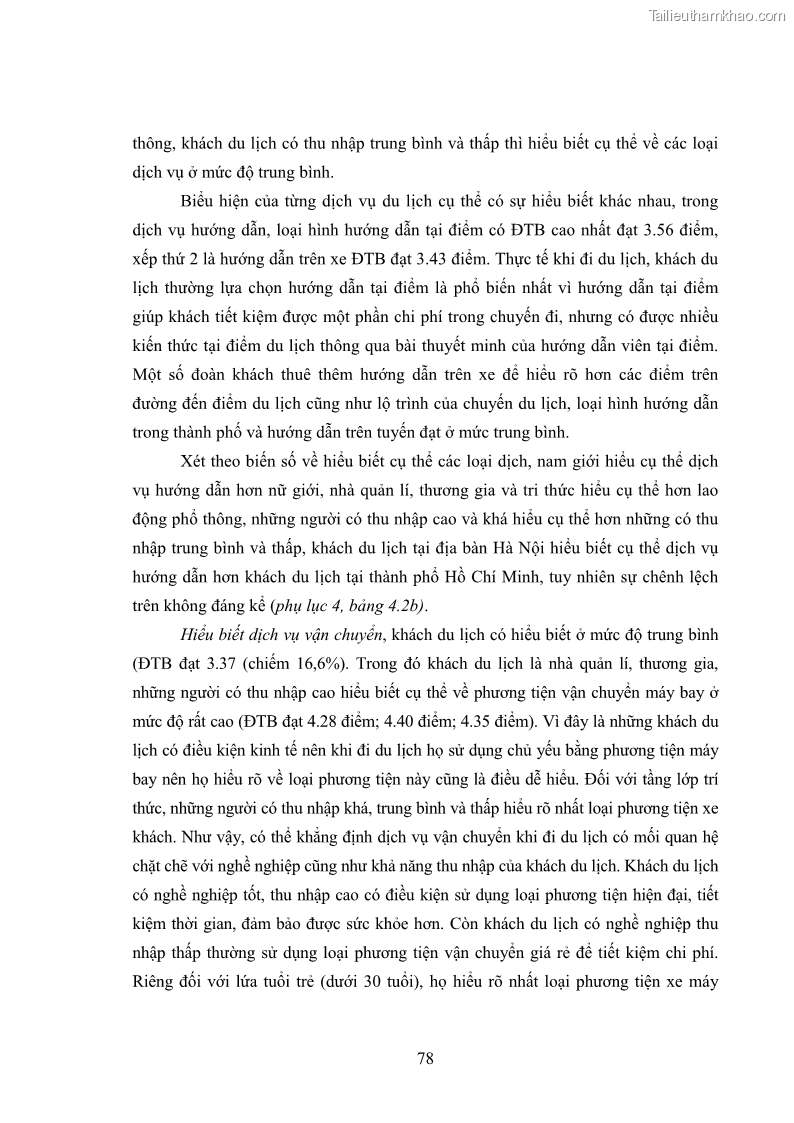 Luận án tiến sĩ tâm lý học Hành vi tiêu dùng của khách du lịch trong nước - 8 Trang 85