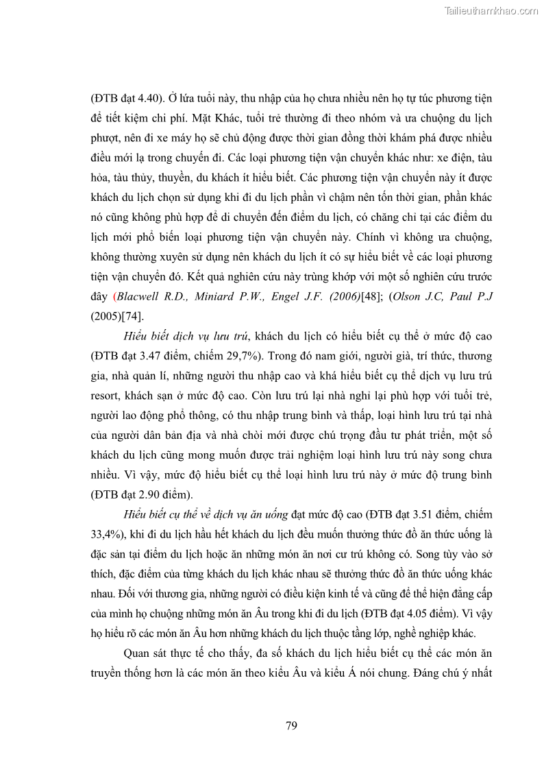 Luận án tiến sĩ tâm lý học Hành vi tiêu dùng của khách du lịch trong nước - 8 Trang 86