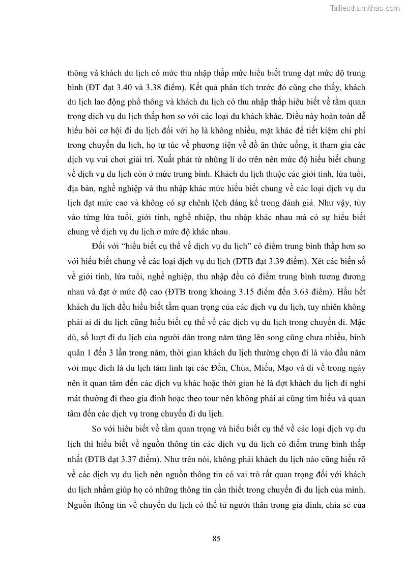 Luận án tiến sĩ tâm lý học Hành vi tiêu dùng của khách du lịch trong nước - 8 Trang 92